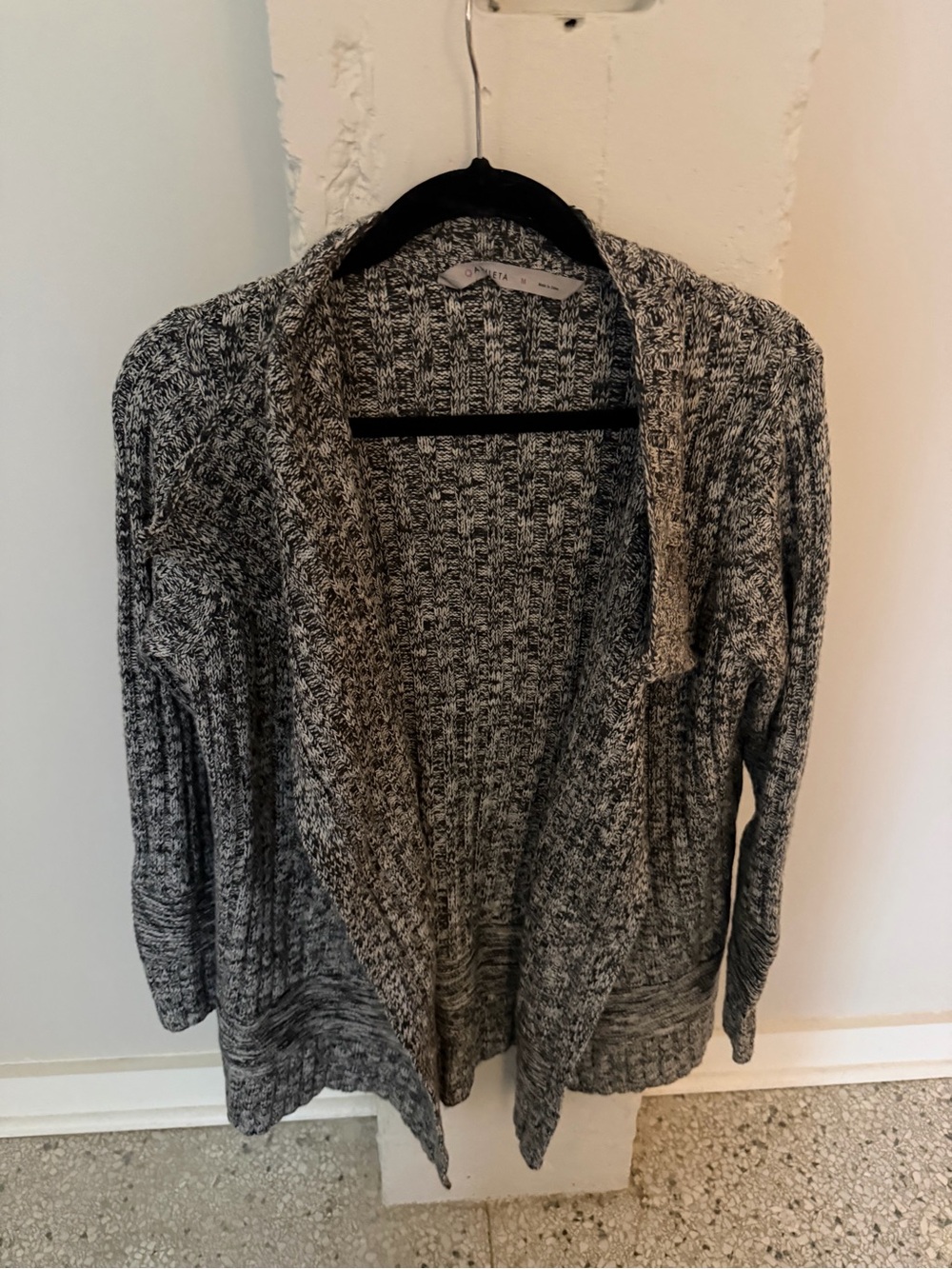 Athleta Marled Gray Open-Front Knit Cardigan